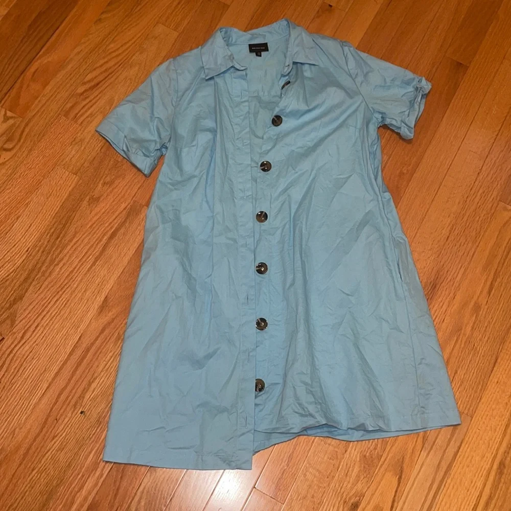 Who What Wear Button Down Trapeze Dress with Pockets - Picture 2 of 11